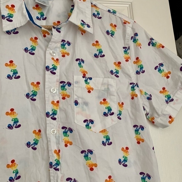 PRIDE Disney Mickey Mouse rainbow unisex woven shirt - Picture 7 of 8